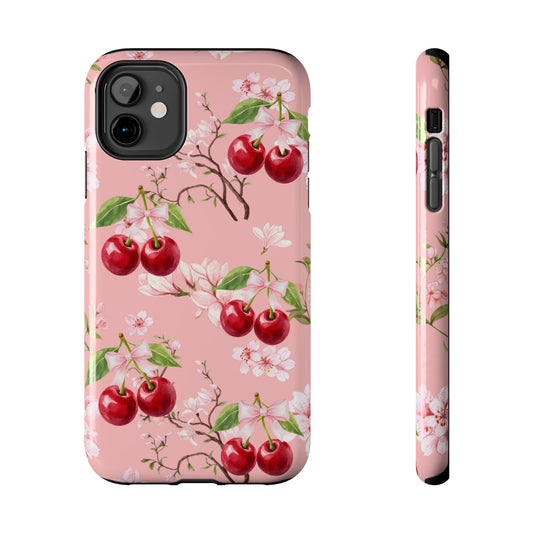 Cherry Blossom Tough Phone Case — Pink Floral Cherry Print