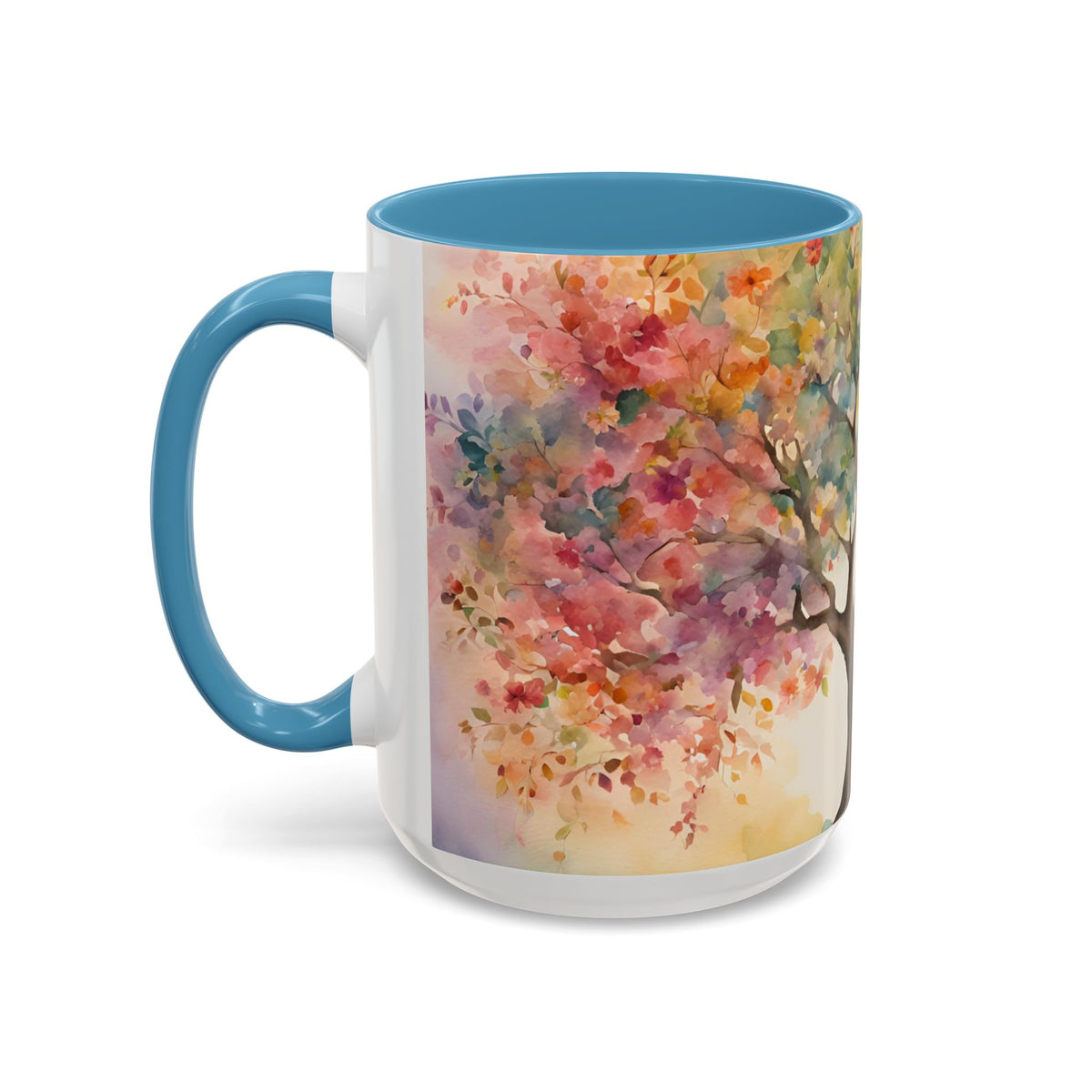 Watercolor Tree Accent Coffee Mug — Colorful Nature Art 11/15oz