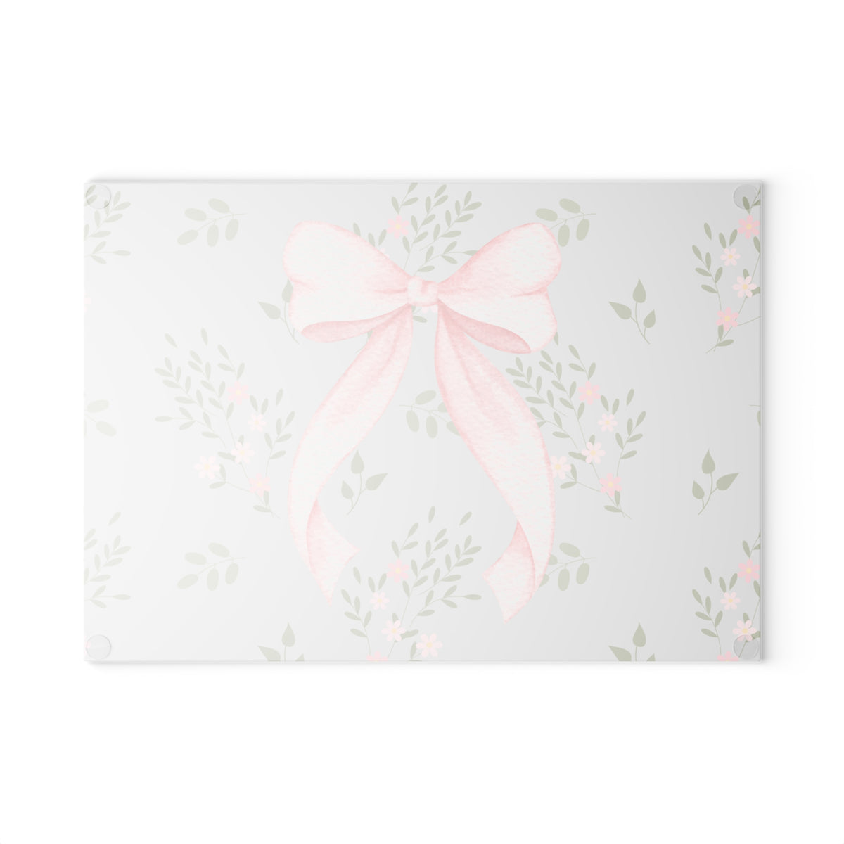 Glass Cutting Board — Pink Ribbon Floral Pattern