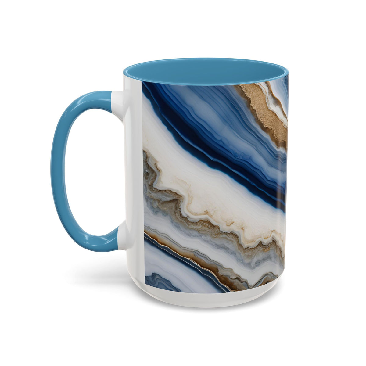 Blue Agate Accent Coffee Mug — Marble Stone Pattern 11/15oz