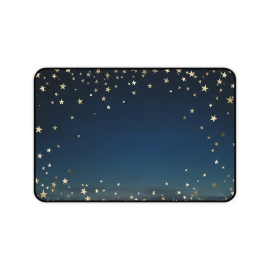 Starry Night Desk Mat — Navy Blue Desk Pad with Gold Stars