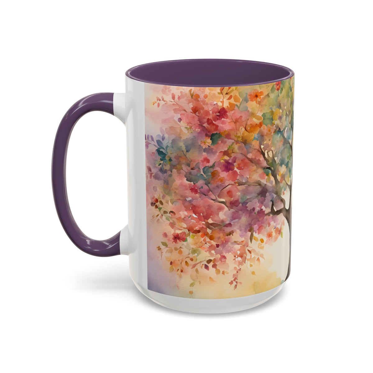 Watercolor Tree Accent Coffee Mug — Colorful Nature Art 11/15oz