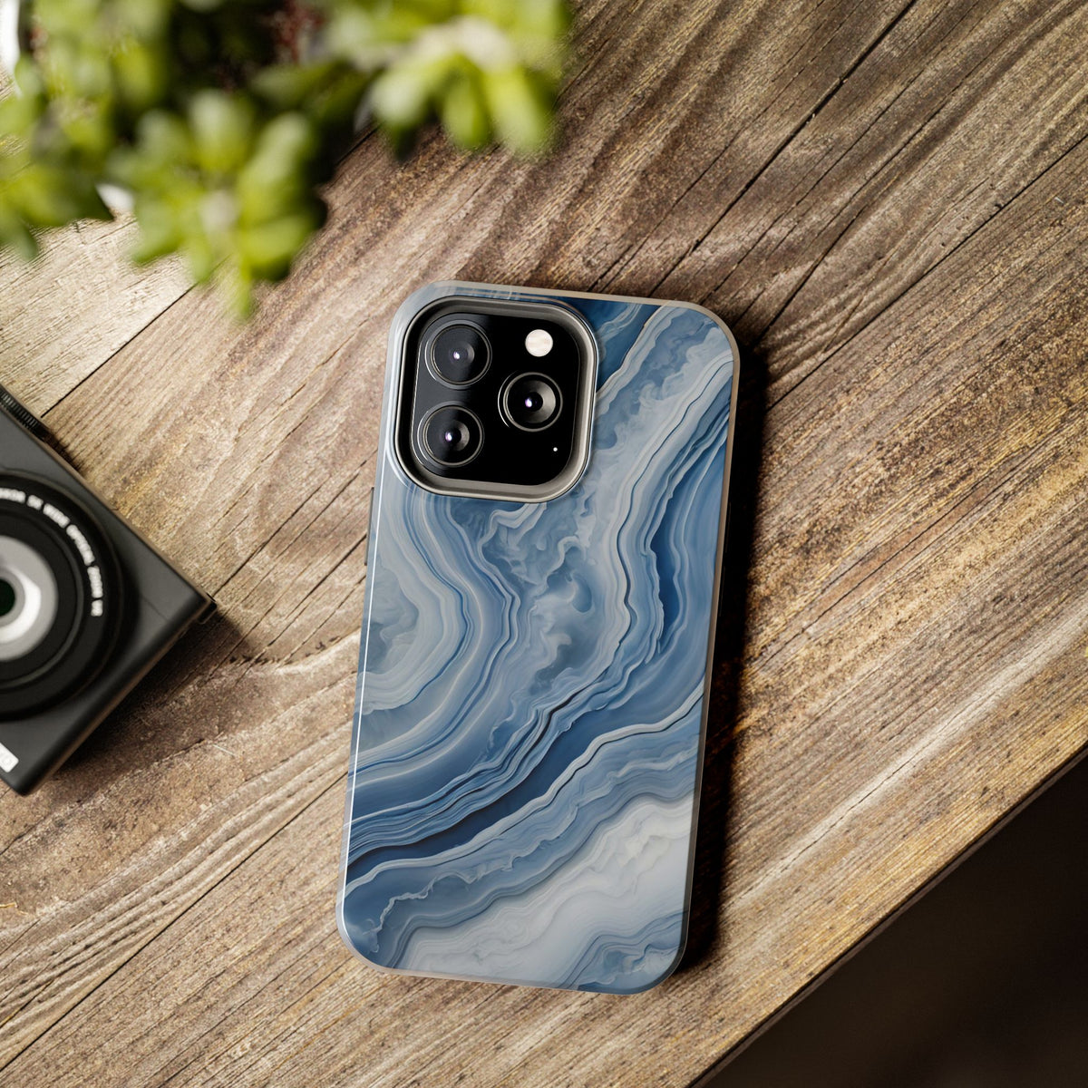 Blue Lace Agate Tough Phone Case — Marble Stone Protective Phone Cover