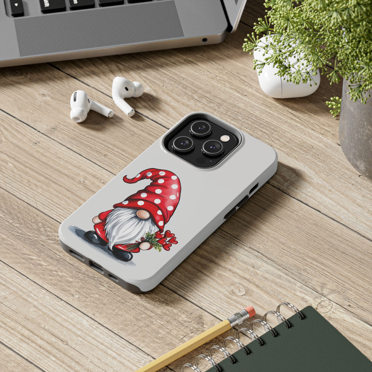 Valentine Gnome Phone Case — Cute Polka Dot Red Gnome Protective Case