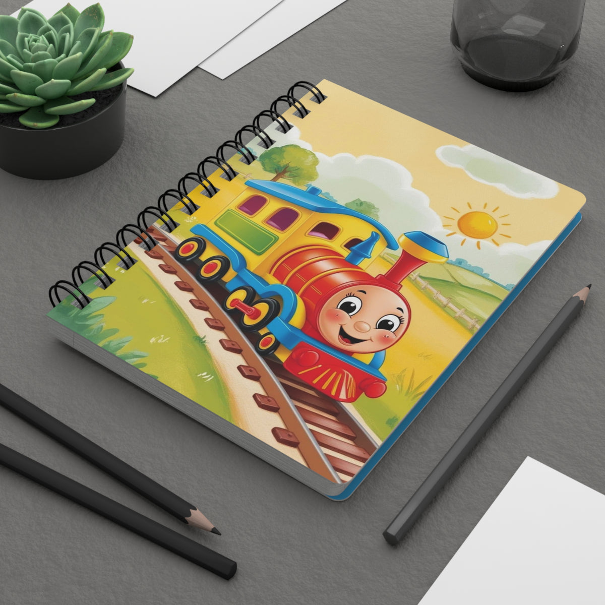 Cute Cartoon Train Spiral Bound Journal for Kids