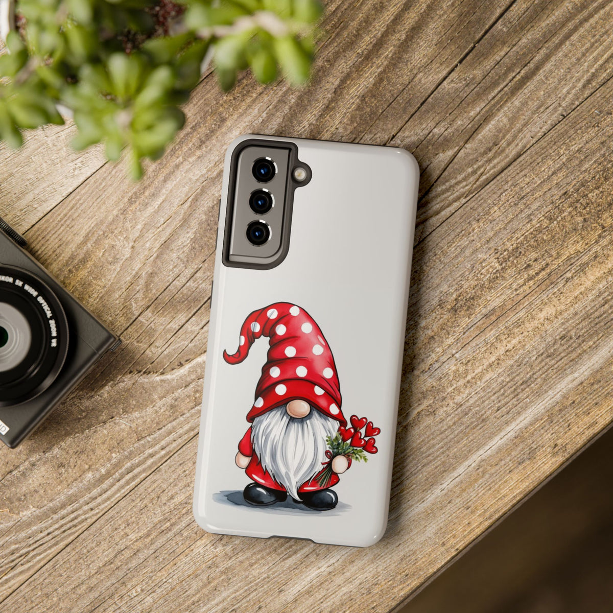 Valentine Gnome Phone Case — Cute Polka Dot Red Gnome Protective Case