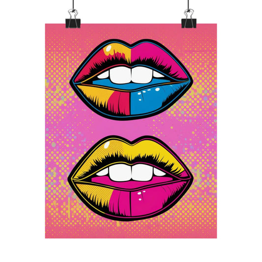 Pop Art Lip Poster - Bright Colorful Matte Vertical Wall Art