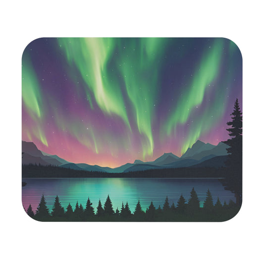 Aurora Borealis Night Sky Mouse Pad — Northern Lights Landscape