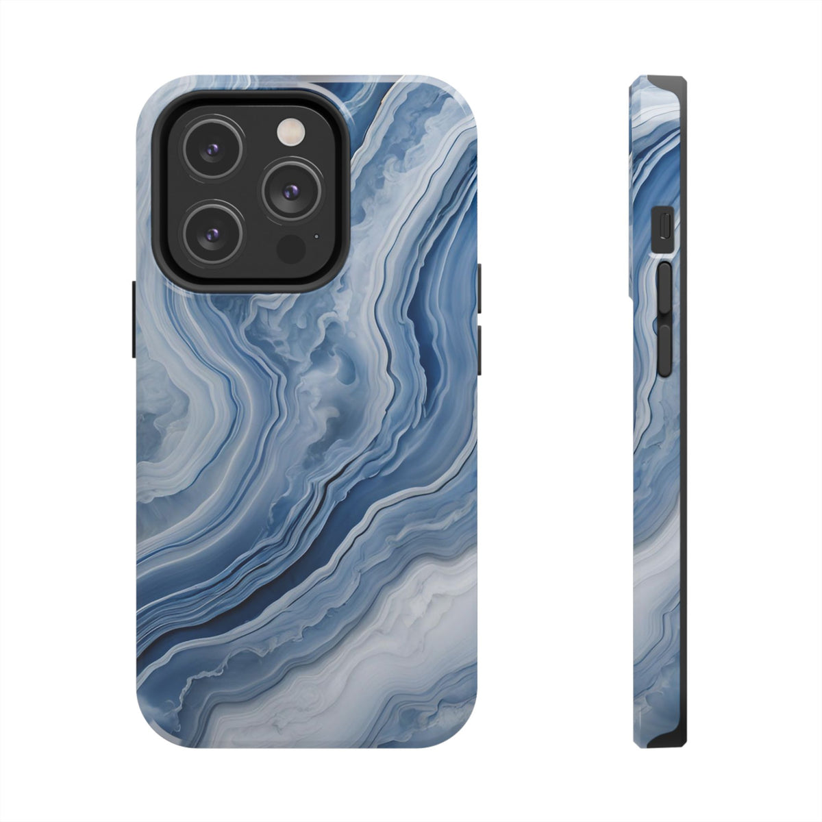 Blue Lace Agate Tough Phone Case — Marble Stone Protective Phone Cover