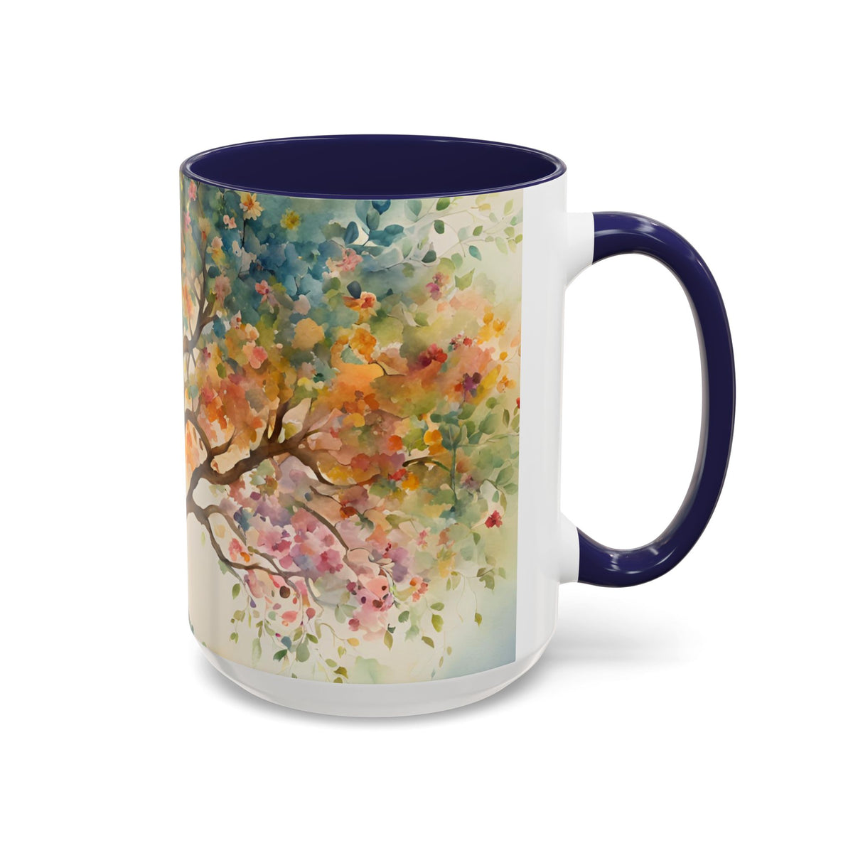Watercolor Tree Accent Coffee Mug — Colorful Nature Art 11/15oz