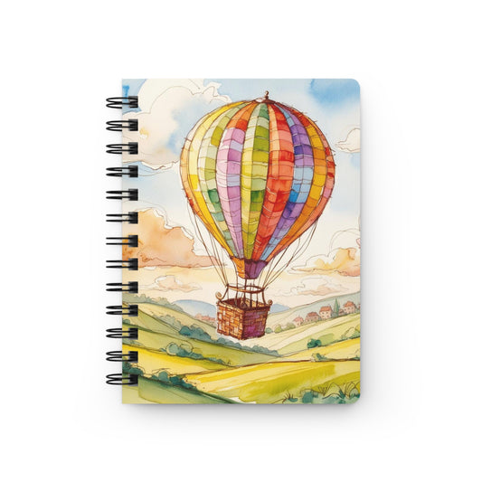 Hot Air Balloon Spiral Notebook — Watercolor Travel Journal for Adventure Notes & Sketches