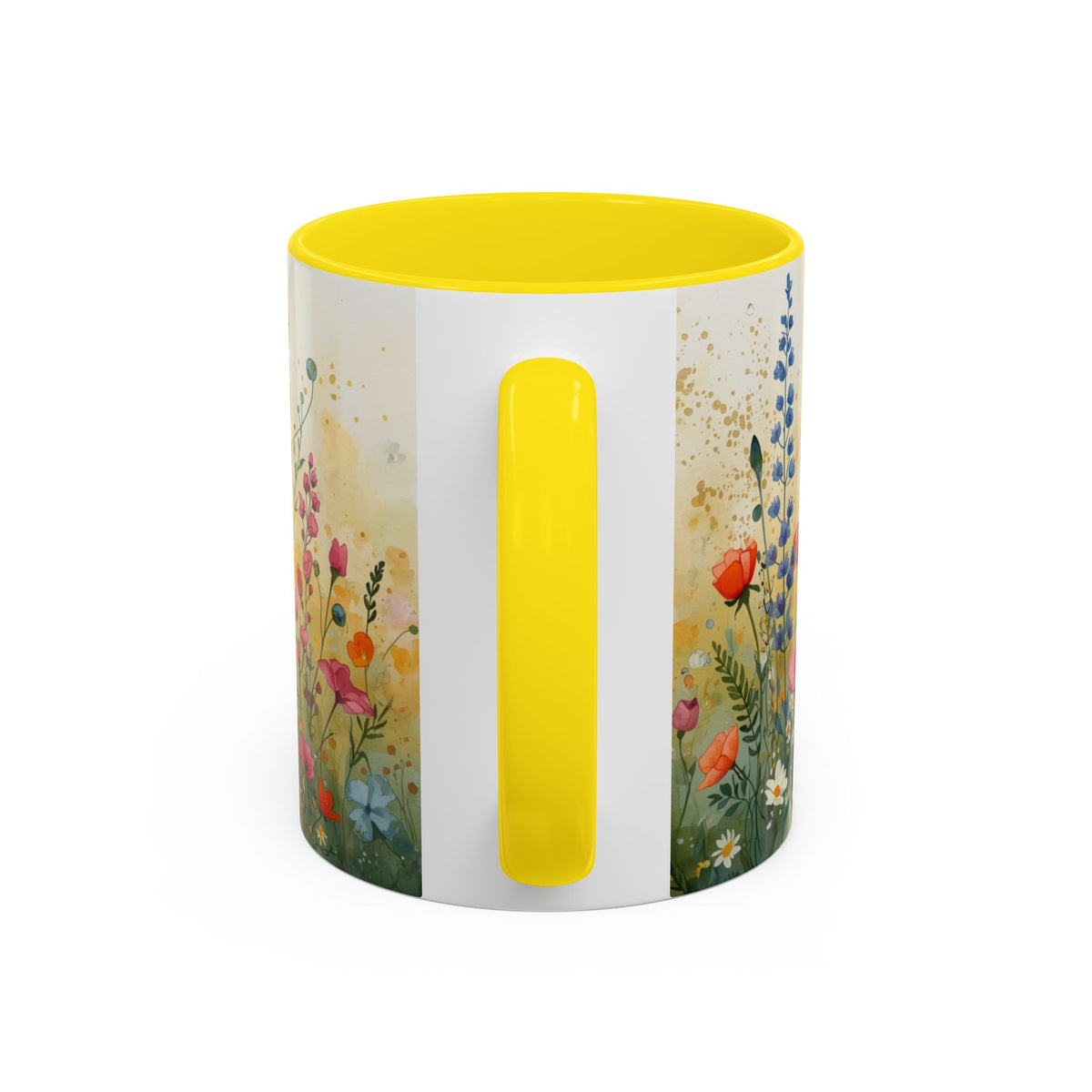 Floral Meadow Accent Coffee Mug — Watercolor Wildflower 11/15oz
