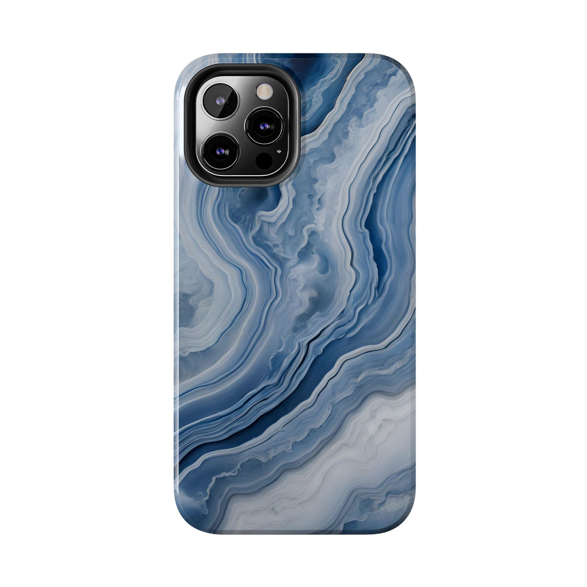 Blue Lace Agate Tough Phone Case — Marble Stone Protective Phone Cover