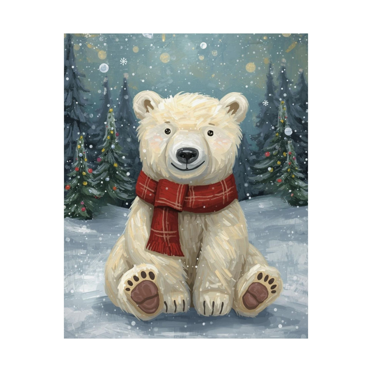 Winter Polar Bear Poster — Cute Christmas Wall Art
