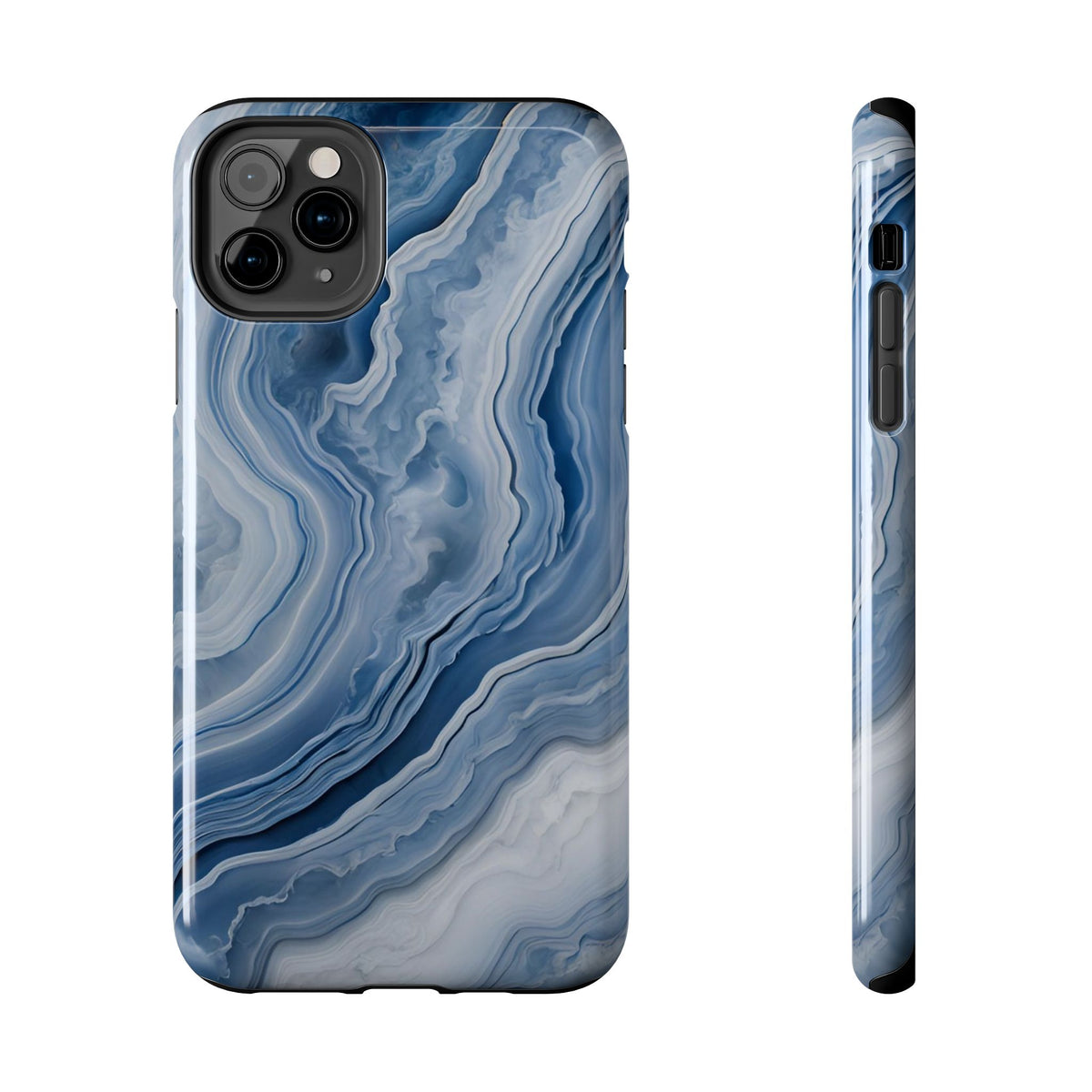 Blue Lace Agate Tough Phone Case — Marble Stone Protective Phone Cover