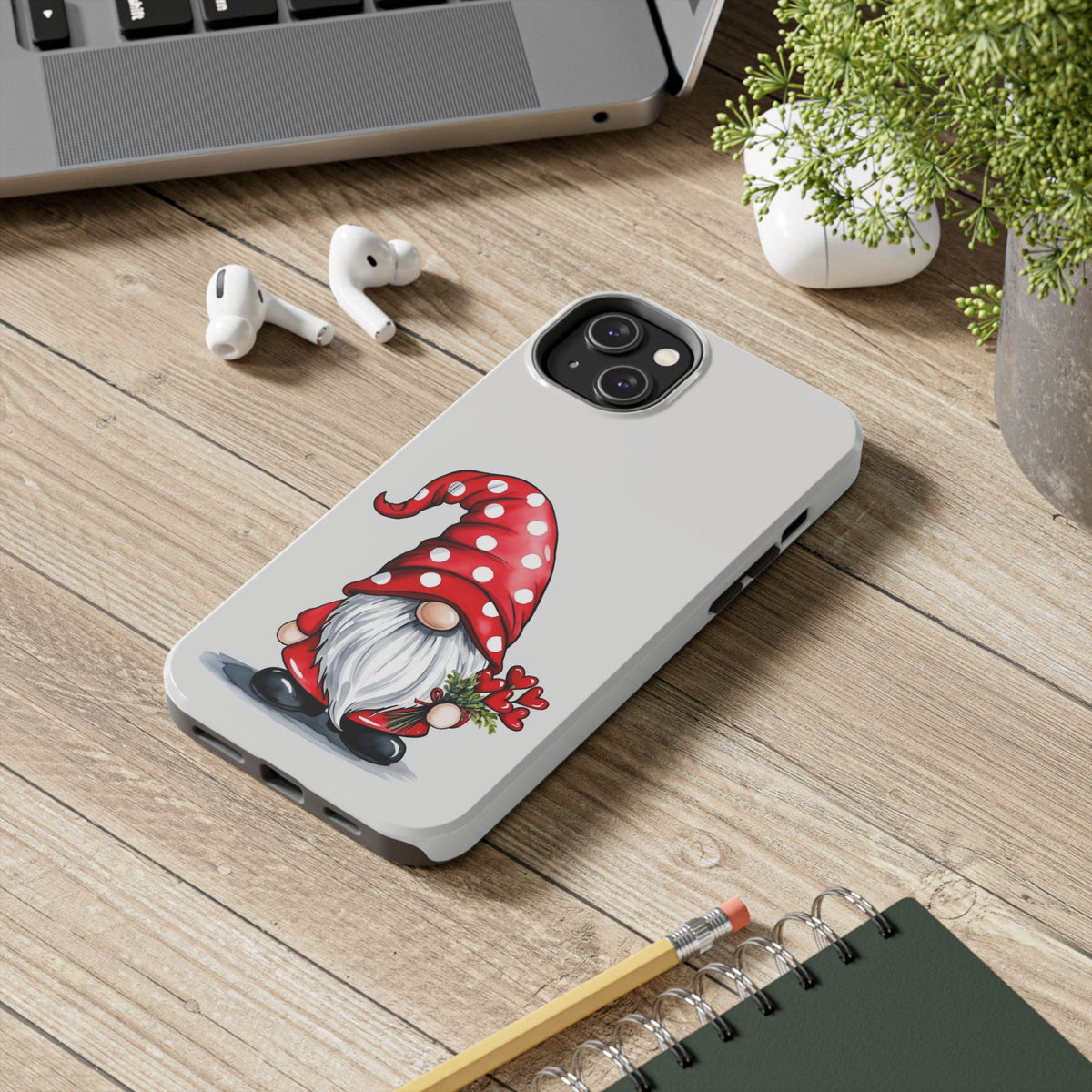 Valentine Gnome Phone Case — Cute Polka Dot Red Gnome Protective Case