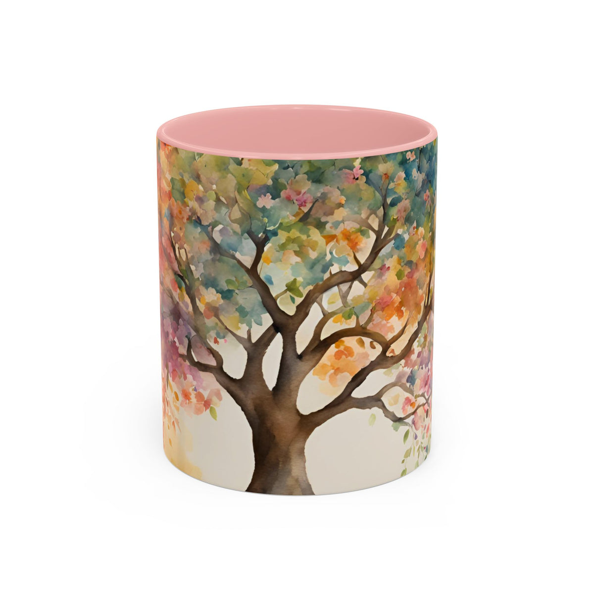Watercolor Tree Accent Coffee Mug — Colorful Nature Art 11/15oz