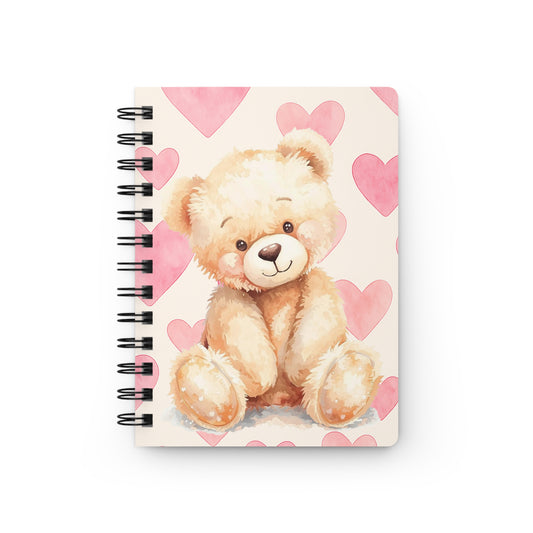 Teddy Bear Hearts Spiral Notebook — Cute Pink Heart Journal for Kids & Gifts