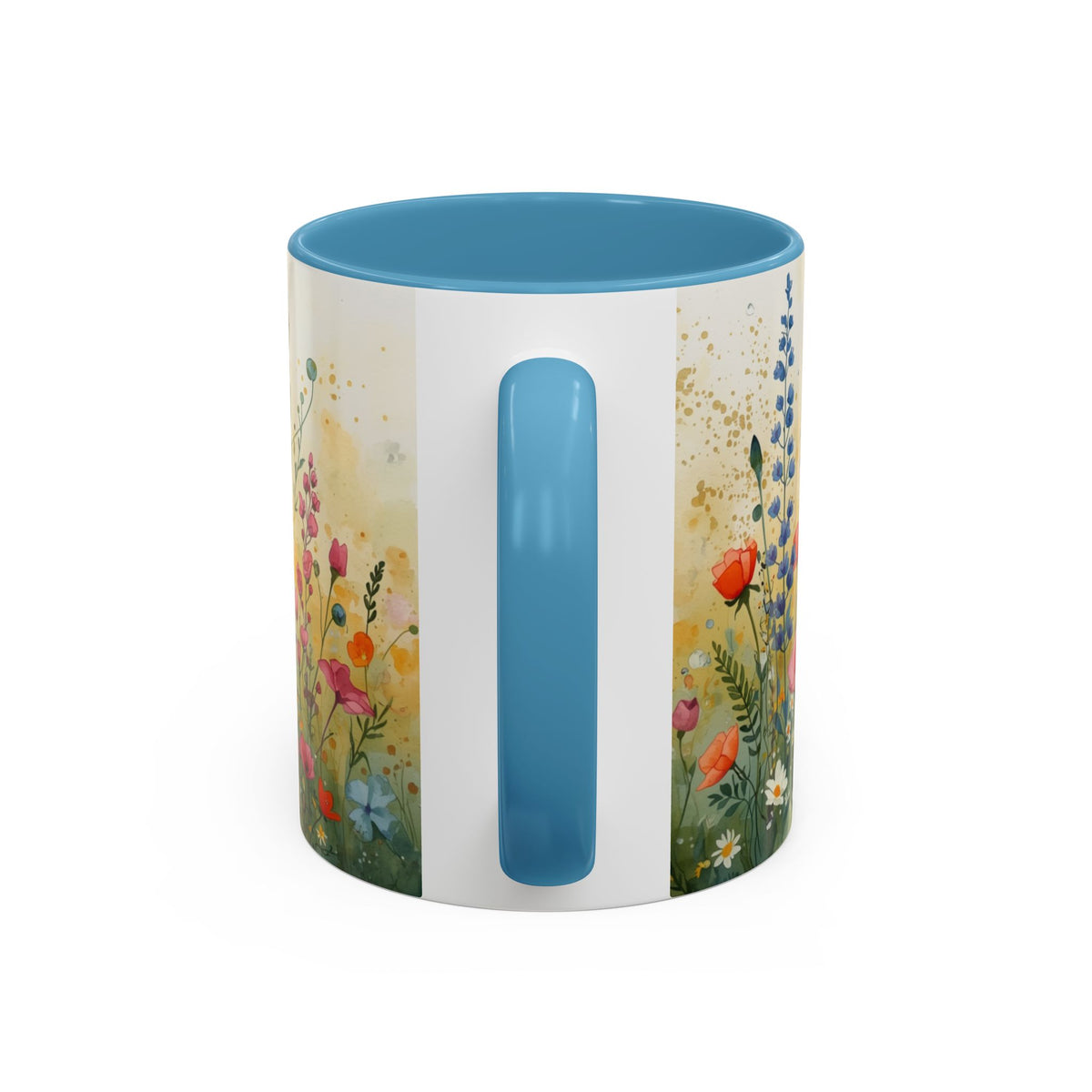 Floral Meadow Accent Coffee Mug — Watercolor Wildflower 11/15oz