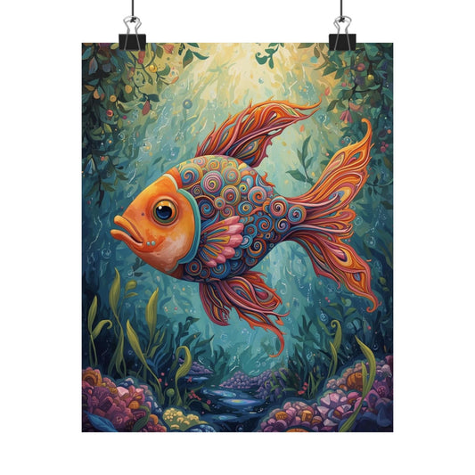 Colorful Fantasy Fish Matte Poster — Vibrant Underwater Wall Art