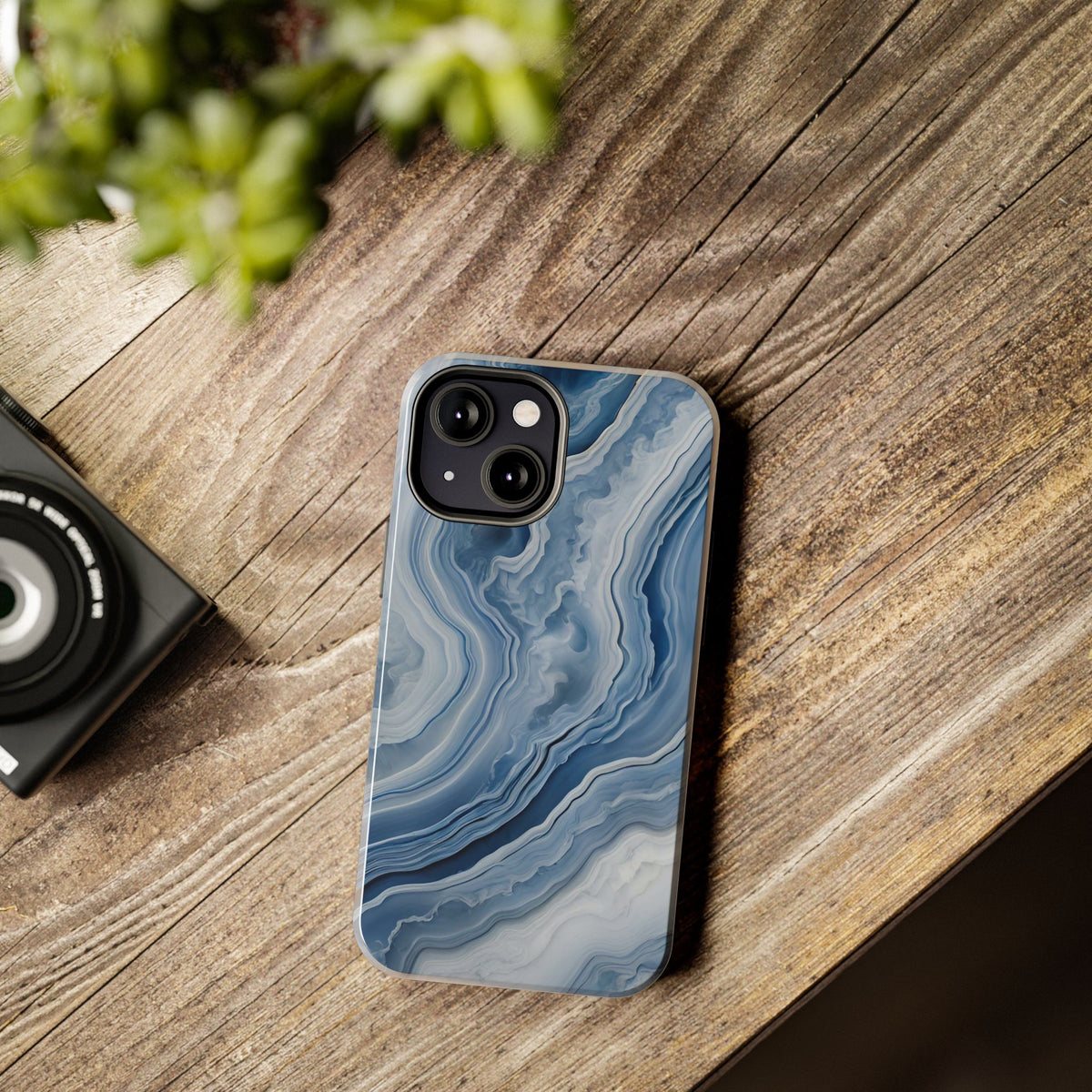Blue Lace Agate Tough Phone Case — Marble Stone Protective Phone Cover