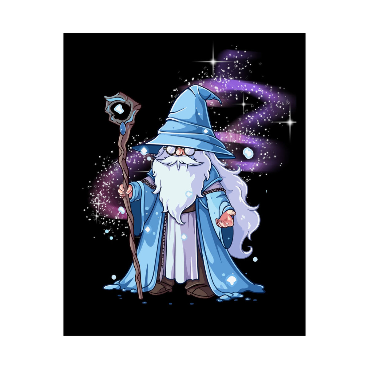 Wizard Poster — Cute Blue Wizard Matte Vertical Art Print
