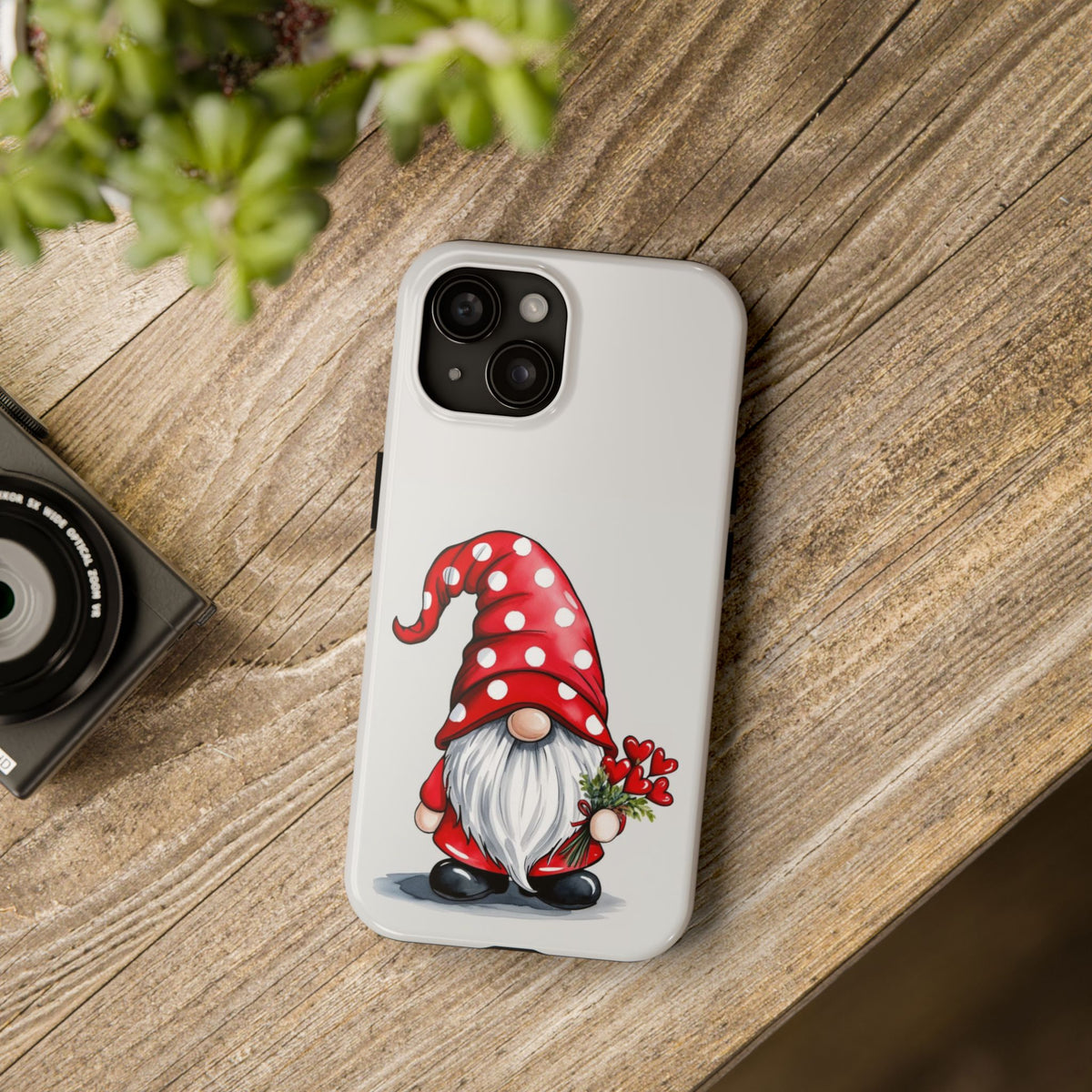 Valentine Gnome Phone Case — Cute Polka Dot Red Gnome Protective Case