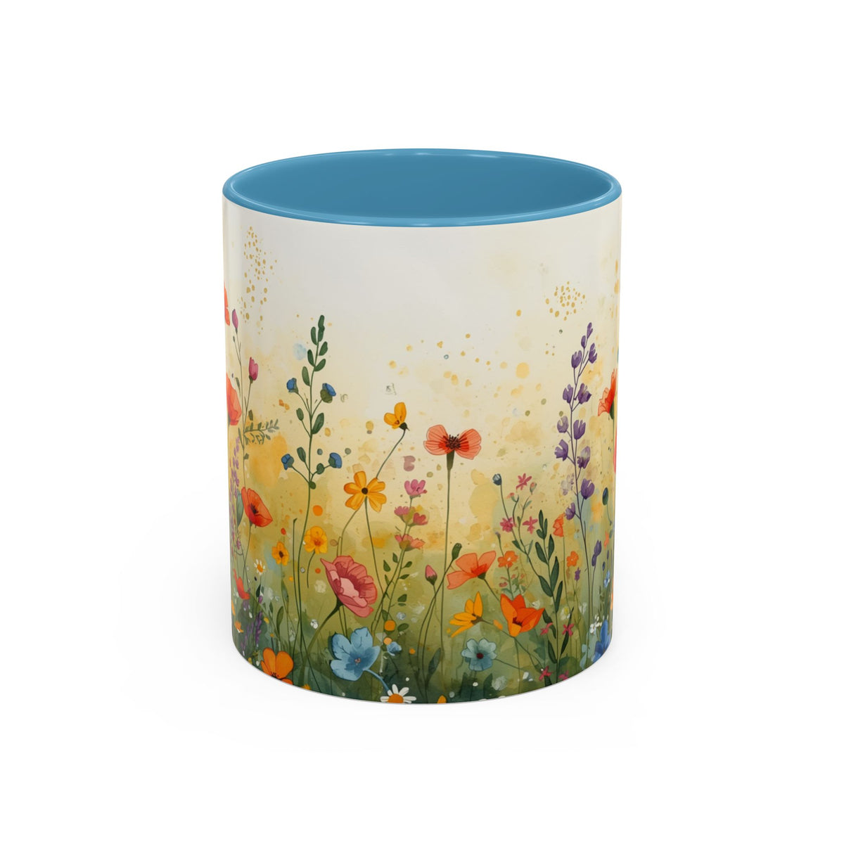 Floral Meadow Accent Coffee Mug — Watercolor Wildflower 11/15oz