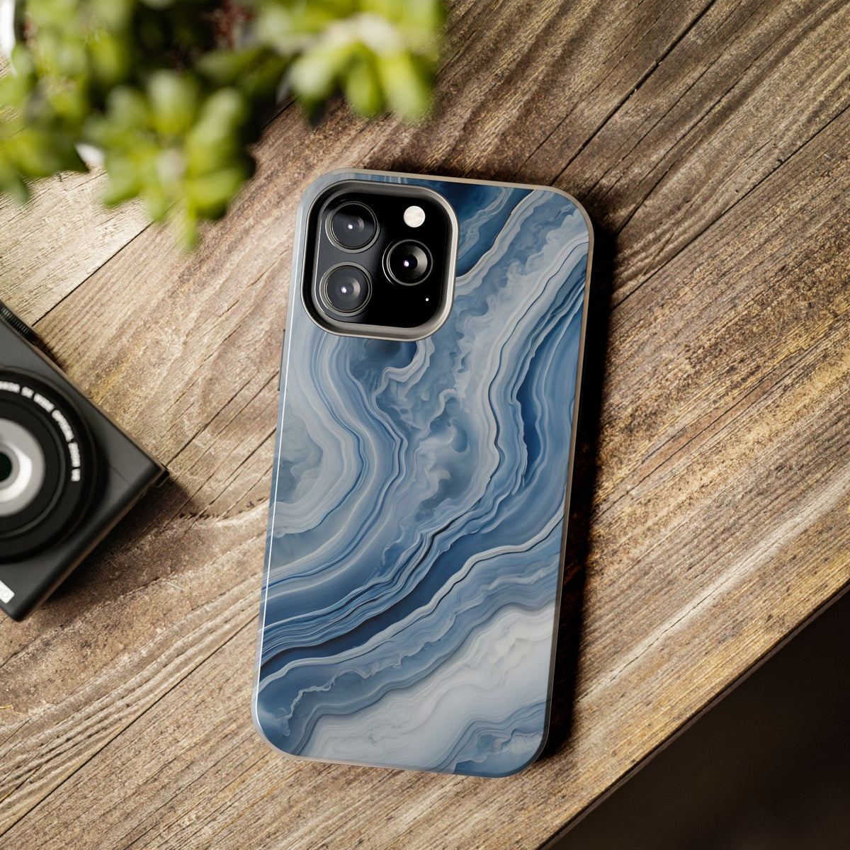 Blue Lace Agate Tough Phone Case — Marble Stone Protective Phone Cover