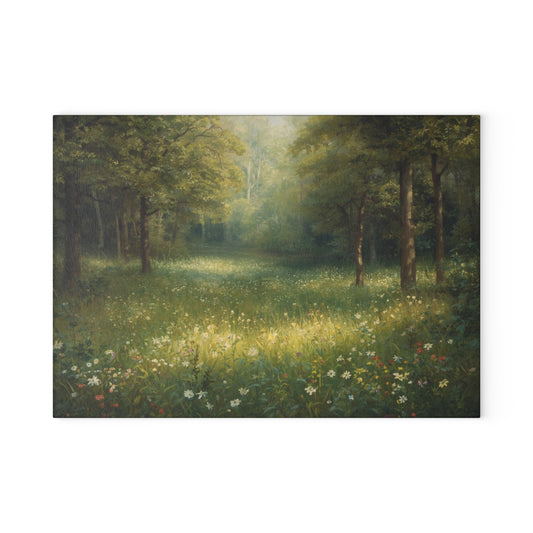 Glass Cutting Board - Tranquil Forest Meadow Art