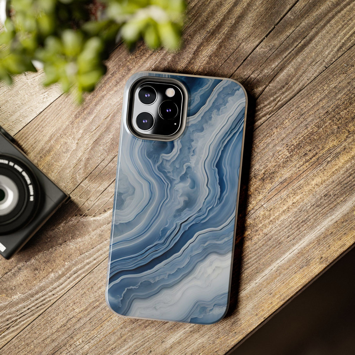Blue Lace Agate Tough Phone Case — Marble Stone Protective Phone Cover
