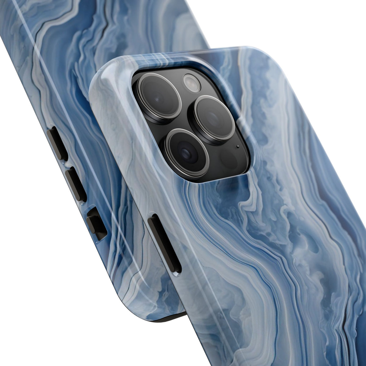 Blue Lace Agate Tough Phone Case — Marble Stone Protective Phone Cover